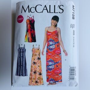 McCall's Uncut M7158 Misses’ Sewing Pattern For Dresses Sizes (4-6-8-10-12)